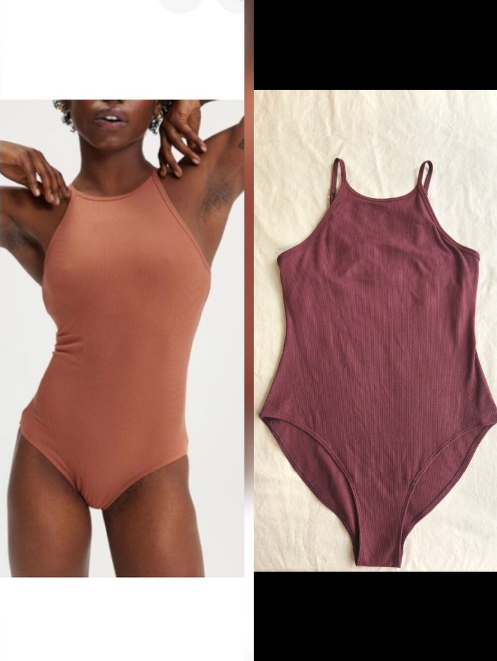 Girlfriend Collective Harlow High Neck Bodysuit Wine Burgundy HAL3